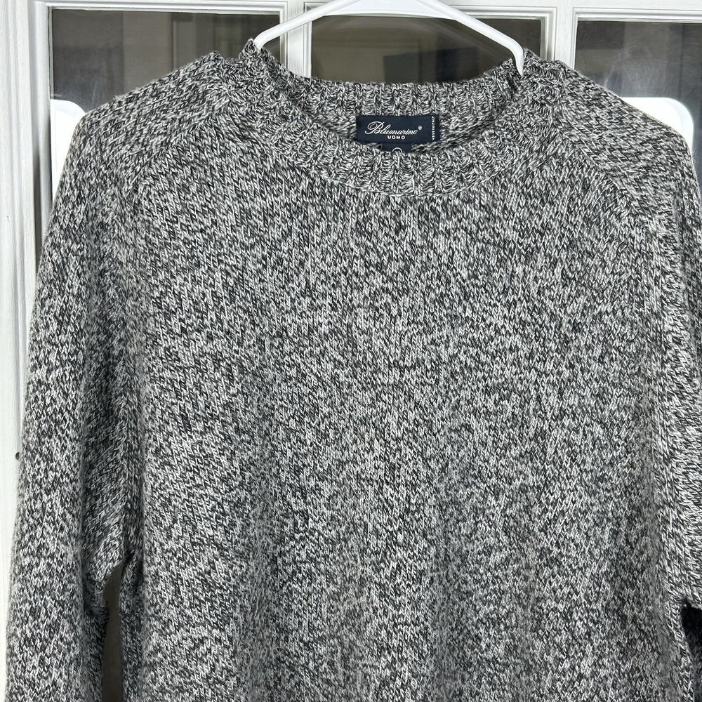 Blumarine Uomo Italian Luxury Wool Blend Chunky Knit Crewneck Sweater XXL Gray‎